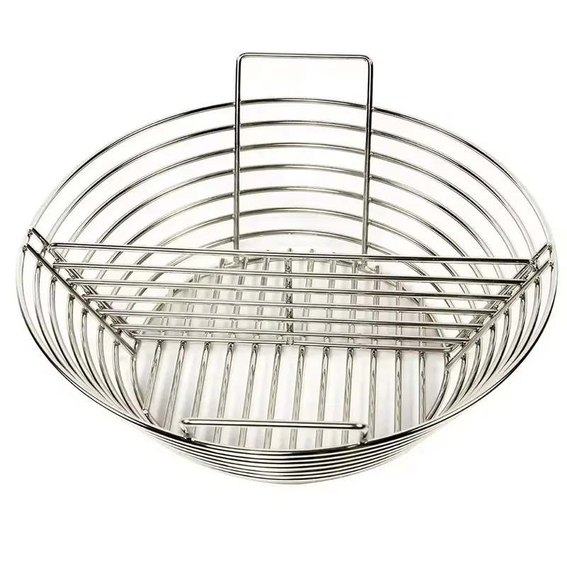 Stainless Steel Charcoal Basket with Divider Plate for Outdoor BBQ Grill Smoker Net Leak Proof Carbon Holder Barbecue