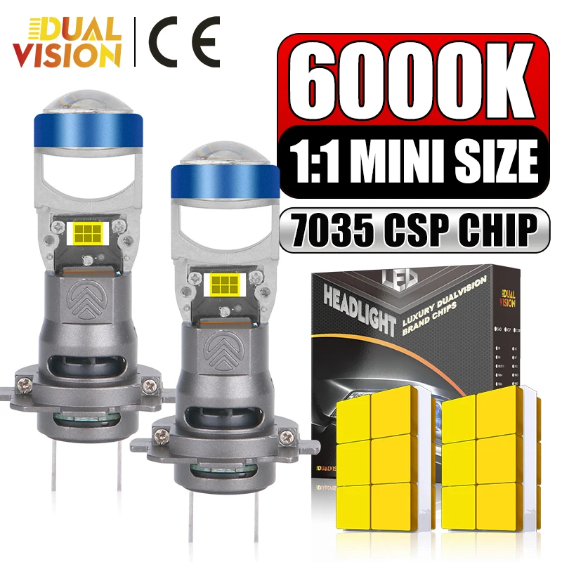 

H7 Bi LED 1:1 Car Headlights Mini Projector Lens 6000K White Hi/Lo Dual Beam 7035 CSP Replace Kits Auto Headlamps LHD Plug&Play