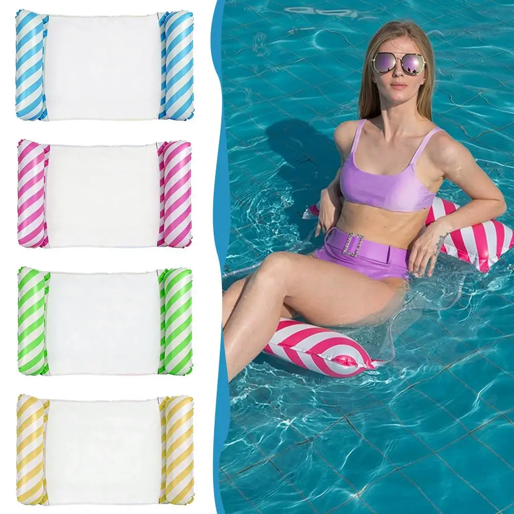 Foldable Inflatable Water Hammock Floating Lounge Chair Pool Float With Soft Mesh Base For Summer Vacation Party