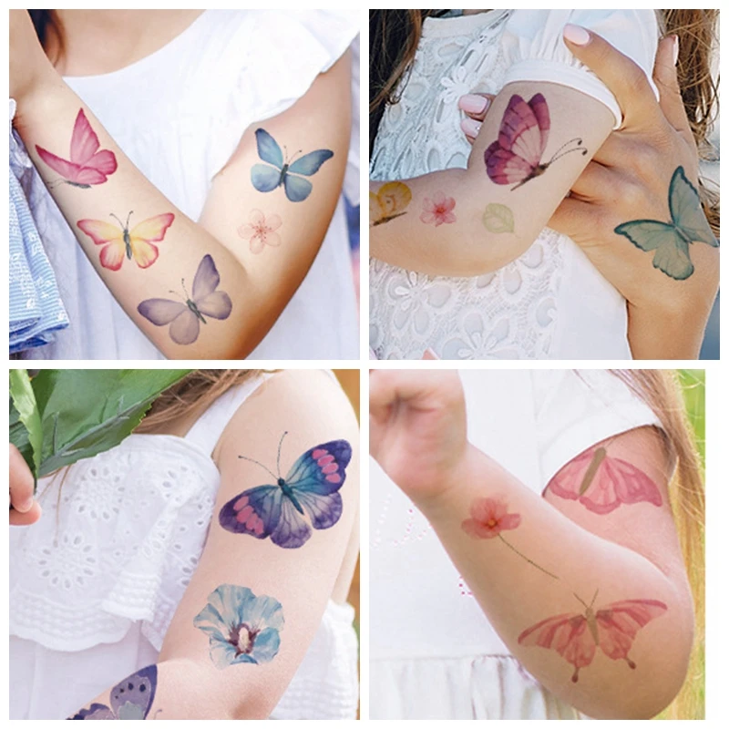 Butterfly Skin Tattoo Sticker Temporary Removable Body Arm Face Makeup False Tattoo Pattern for Women Girls