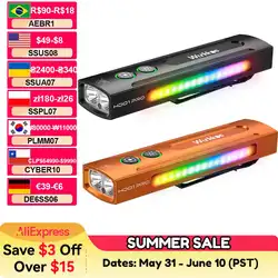Wurkkos HD01 PRO Rechargeable Flat EDC Flashlight with Green Beam UV Light White LED and Side RGB Lights 1200 LM for Emergency