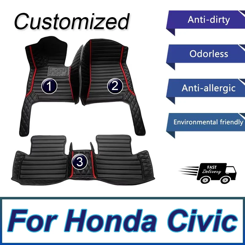 Car floor mats for Honda Civic 2012 2013 2014 2015 Custom auto foot Pads automobile carpet cover