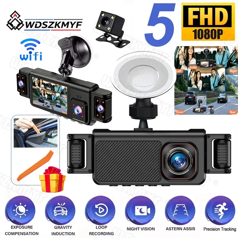 5 Channel Dash Cam 360° Car Video Recorder WIFI Black Box with Night Vision 24/7 Parking Monitor G-Sensor Auto Parts For SUV