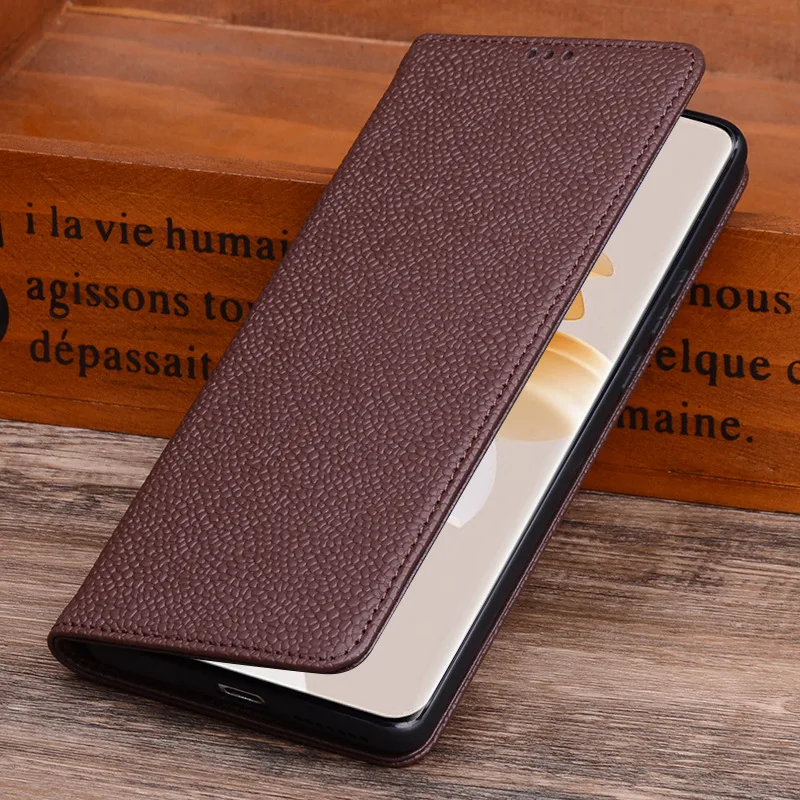 Luxury Genuine Leather Flip Phone Cases For For Oppo Reno 11 10 Rone11 Reno10 Pro Leather Half Pack Phone Cover Case Shockproof