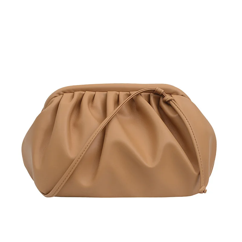 Fashion Women Shoulder Bag New Arrival Crossbody Bag Female Solid Color Pleated Design Ladies Bag Mini Zipper Cloud Bag For Girl