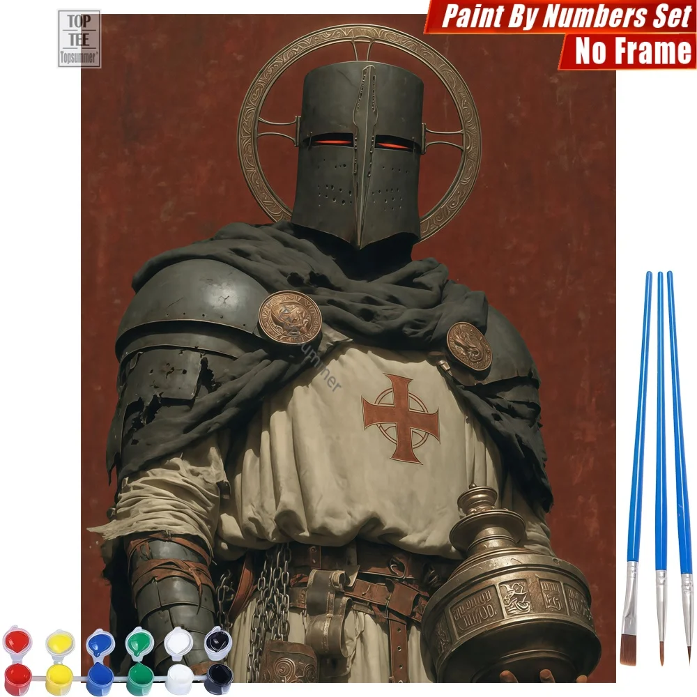 

Набор для рисования по номерам «Средневековые рыцарские доспехи» — Декор для комнаты с изображением рыцаря, светящегося ореола и фонаря, пасхальный подарок для коллеги