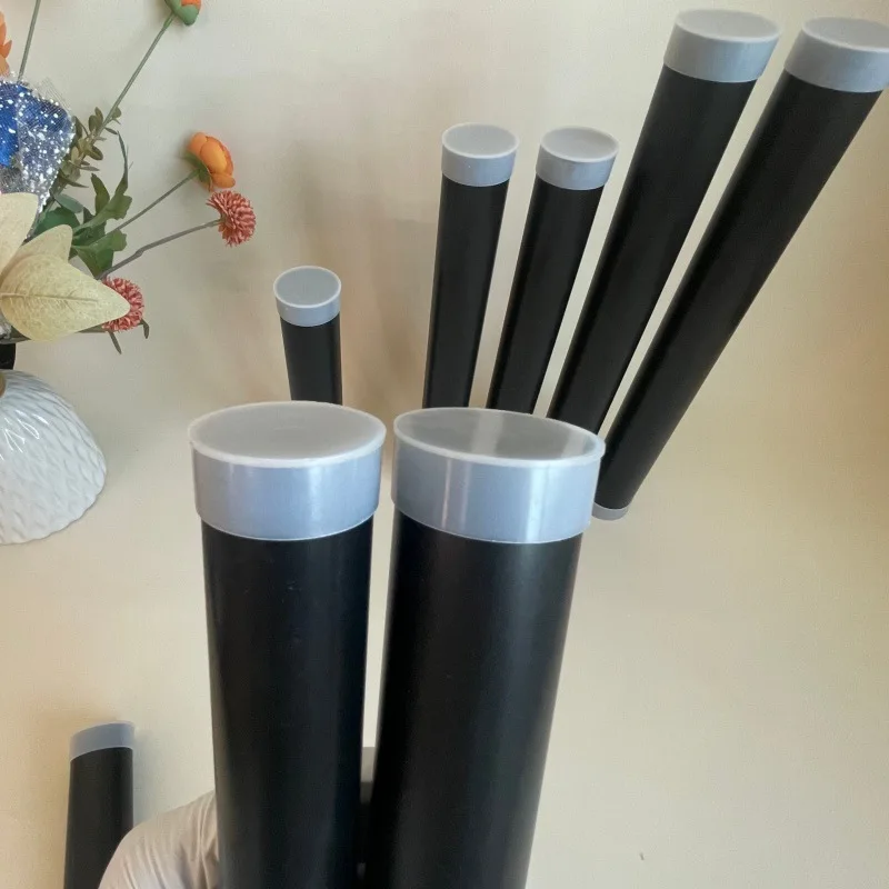 Naxilai 10pcs Black Storage TubePlastic Round Tubing with Caps Rigid Bottle Container 35mm Diameter for Item Stored