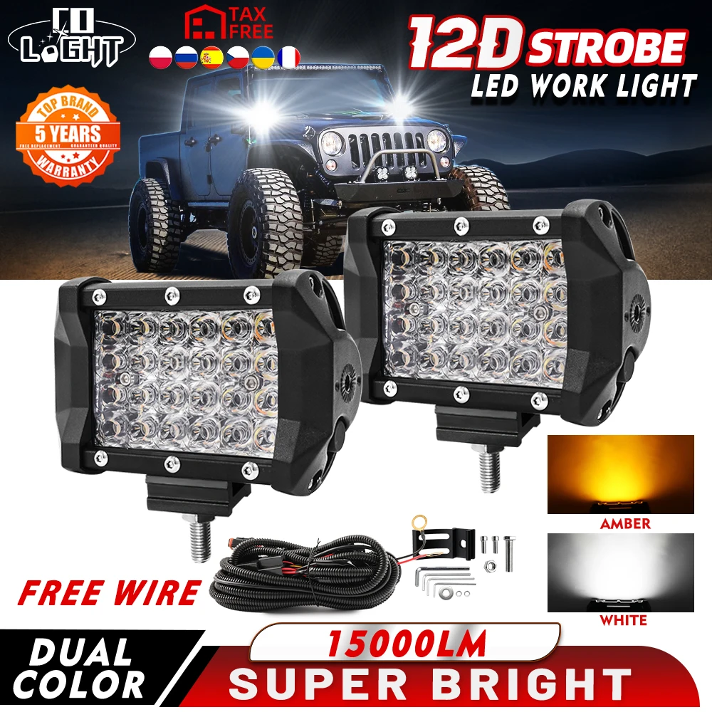 

CO LIGHT 4-Rows LED Light Bar Strobe 4inch LED Work Light Off Road Spotlight for Truck 4X4 Car SUV ATV Barra 12V 24V Fog Lamp