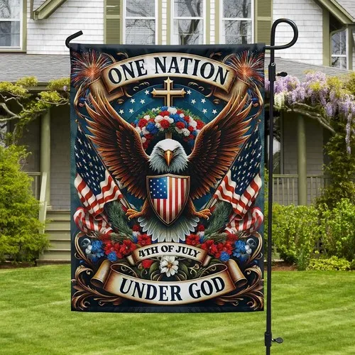 Eagle Wreath Independence Day One Nation Under God Flag Graden Flag XXH LLP LLX uui