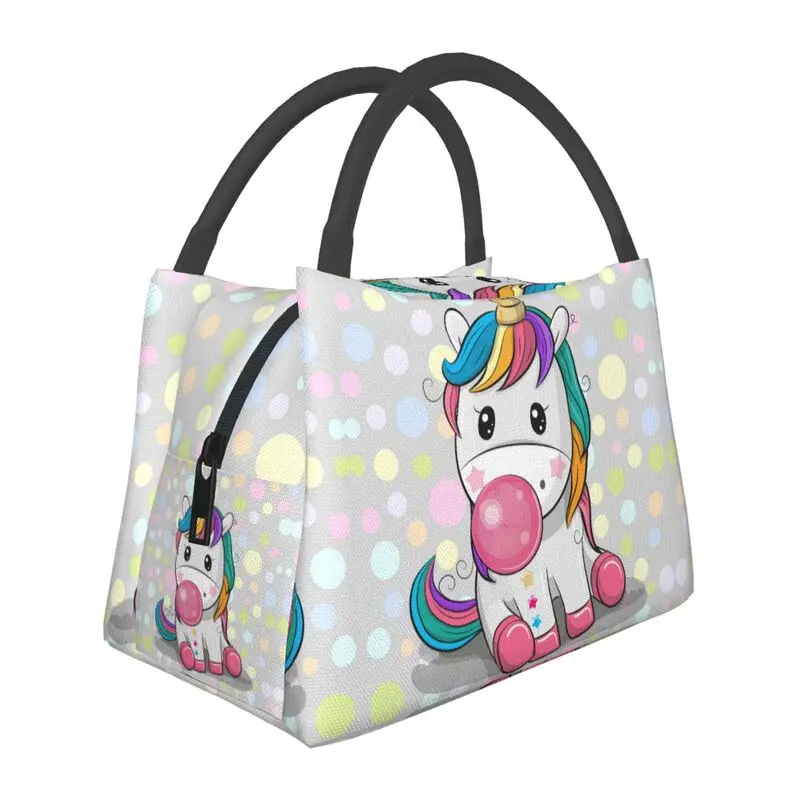 

Custom Cute Unicorn Bubble Gum Lunch Bag Men Women Warm Cooler Insulated Lunch Boxes for Work Pinic or Travel