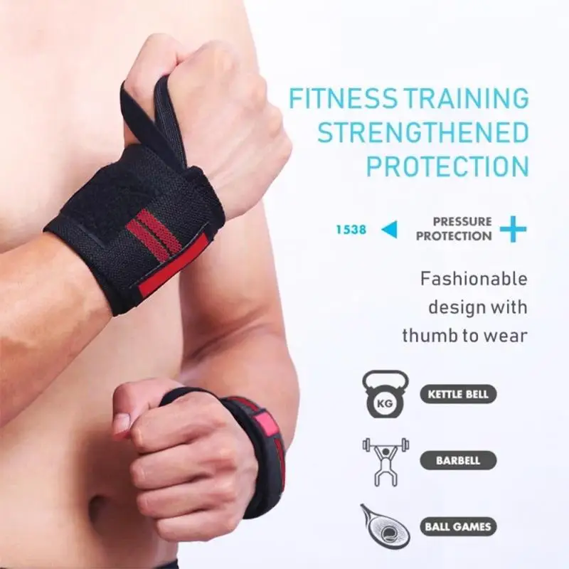 1 زوج اللياقة البدنية المعصم دعم معصمه رياضة رفع الأثقال يلتف ضمادة معصمه الرياضية