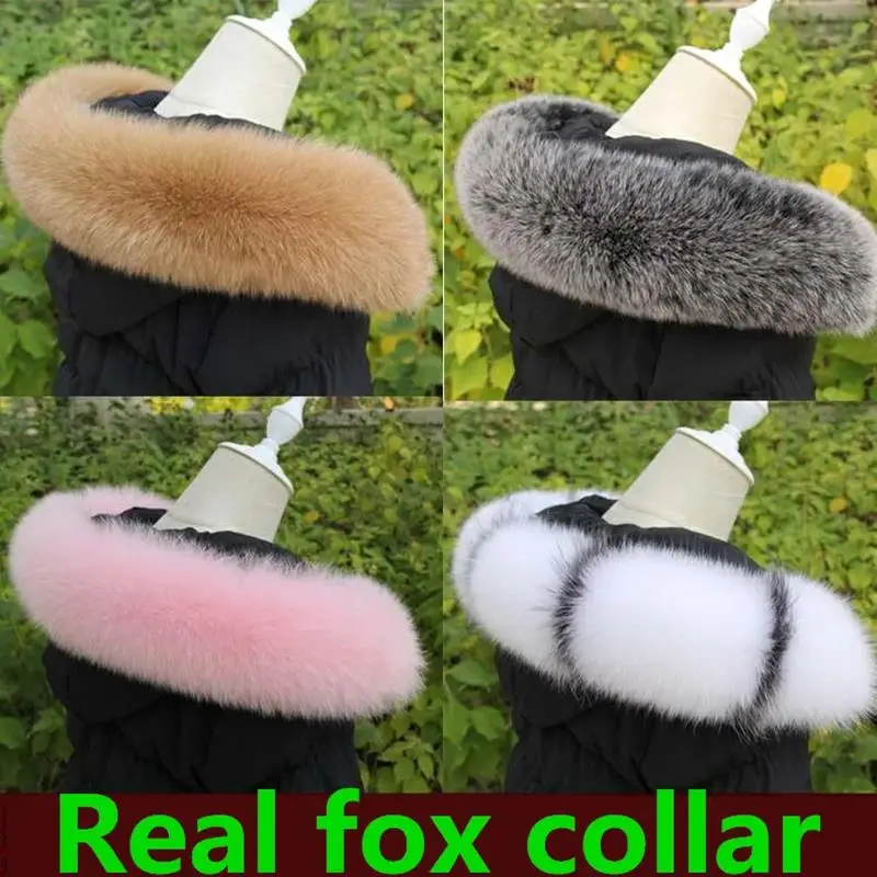 winter warm real fox collar men's and women's down jacket general natural collar real fox collar shawl Parkas Coat Scarves