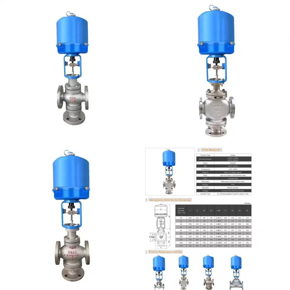 

Electric Three Way Flange Stainless Steel Regulation Valve AC220V Electric Steam Control Valve Electric 3 Way Modulating