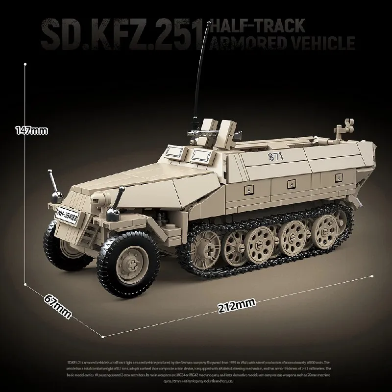 Ensemble de blocs de construction de char blindé militaire WW2, avec 3 figurines, Kits de réservoirs Technik à collectionner, modèle, cadeau d'anniversaire 714 pièces