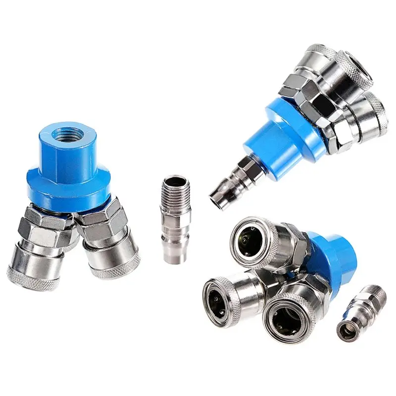 CJSD-3 Way Manifold Splitter Coupler Quick Connect Air Hose Splitter Universal Type Male Thread Swivel Air Compressor Connector #3