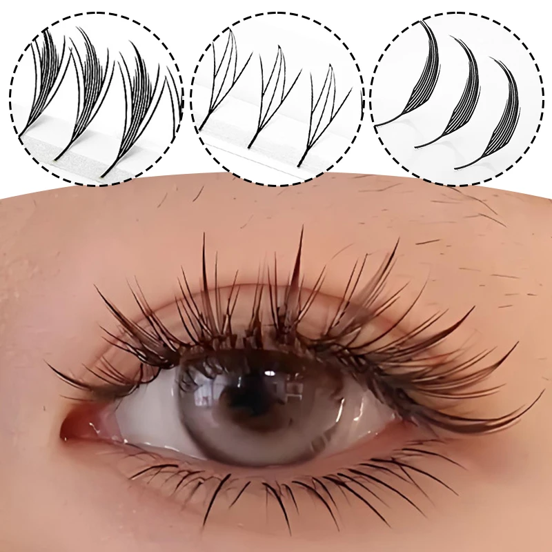 1 boîte tour haut Extension de cils effet 3D Anime tour conseils Flase cils greffage rapide naturel simple grappe faux cils