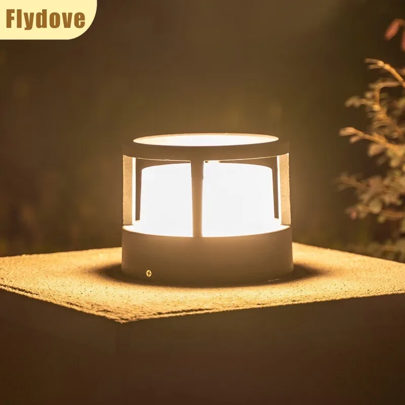 Koreanische minimalistische LED-Außensäulen-Scheinwerfer, wasserdicht, IP65, 12 W, Veranda, Hof, Rasen, Garten, Beleuchtung, Dekoration, Lampe, 110–240 V