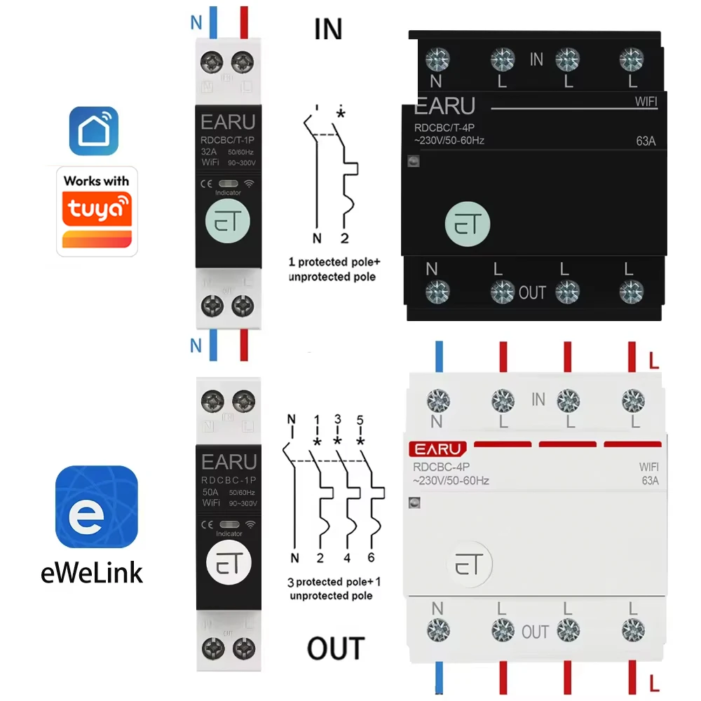 WIFI Circuit Breaker Smart Time Timer Relay Switch Voice Remote Control by Tuya eWeLink APP Smart House Amazon Alexa Google Home