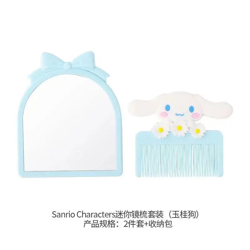 MINISO Sanrio Mini Mirror Comb Set Cinnamoroll My Melody Kuromi Comb Cute Cartoon Girl's Portable Portable Cosmetic Mirror Gifts