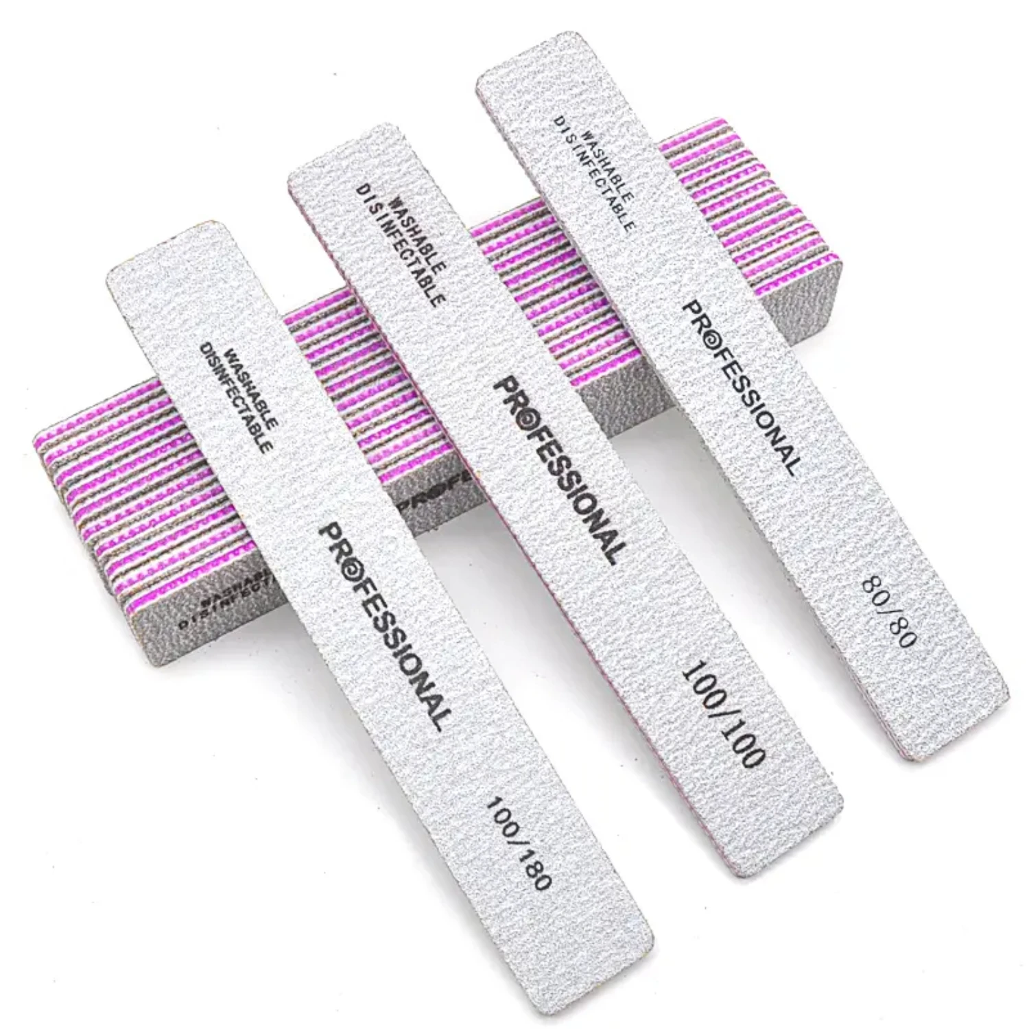 

High-Quality Professional Sandpaper Manicure Nails File Kit - Square Nail File Set with 80 100 180 Grit for Strong Poishing Resu