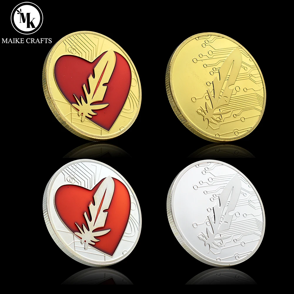 FeatherCoin Commemorative Coin Metal Solid Color Medal FTC Challenge Coin Collection Holiday Gift