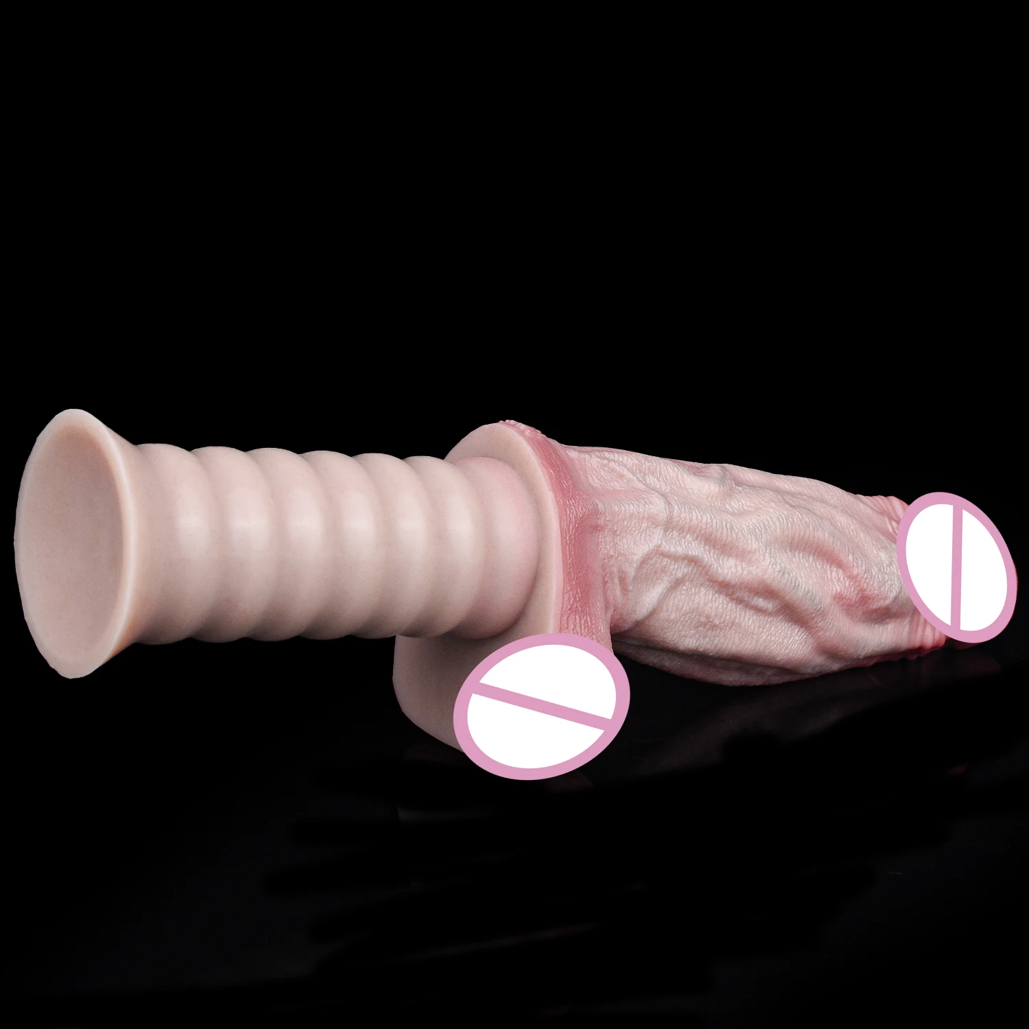 FAAK 실리콘 롱 리얼리스틱 딜도 흡착기능 두꺼운 버트 플러그 핸들 포함 이중층 G-스팟 자극 성인용 섹스토이