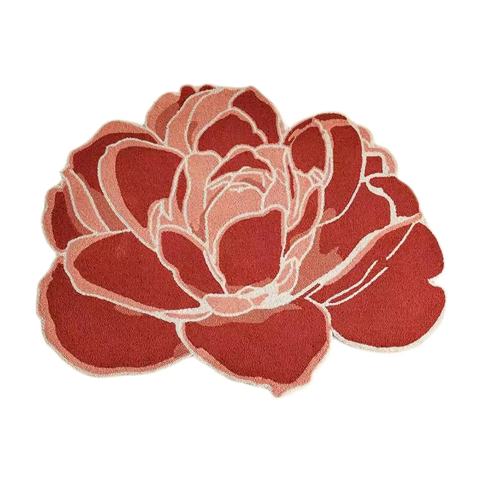 Red Camellia Area Rug 100x120cm for Laundry Room Accessories Multifunctional