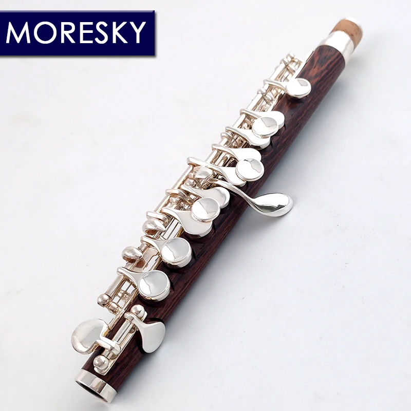 MORESKY Dalbergia cearensis Ducke Wood Piccolo C Key Мельхиор Флейта полуразмера Посеребренный материал корпуса Черное дерево MPC-166