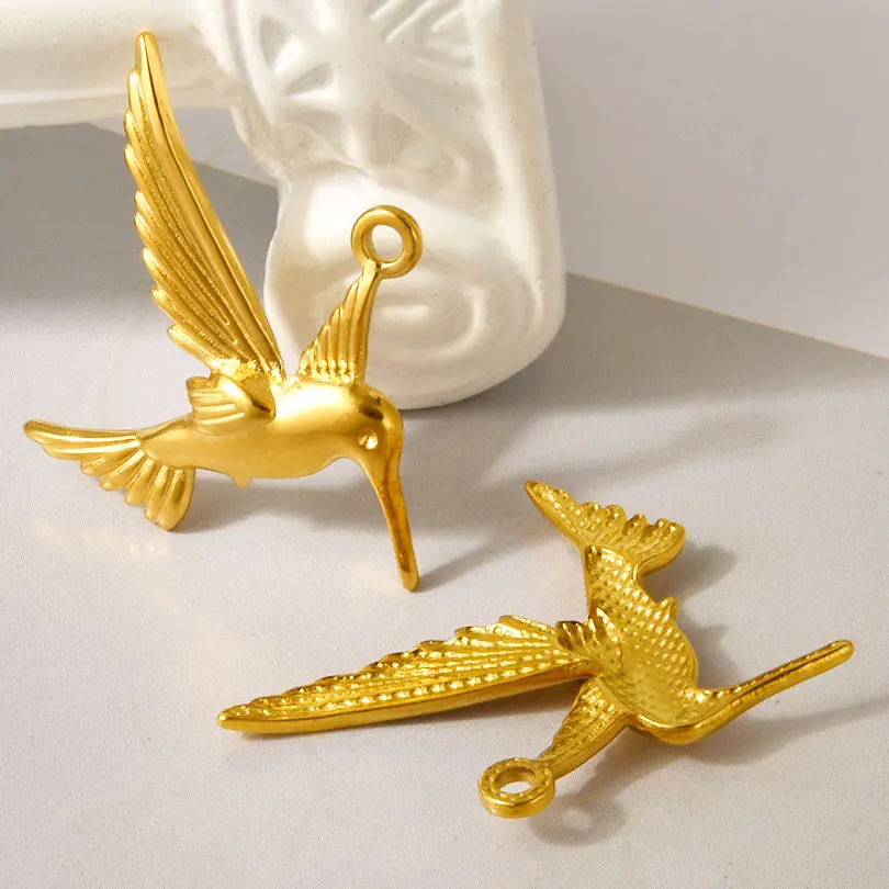 

6pcs/Lot Animal Pendant Hummingbird Charms For Jewelry Making Earrings Necklace Stainless Steel Charm Cute Accessories Materials