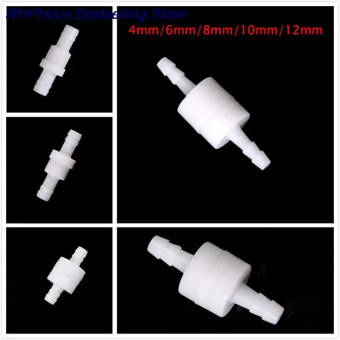 4/6/8/10/12mm Plastic One Way Inline Check Valve Gas Air Liquid Water Fluids Valve For Water Petrol Diesel Oils Or Other