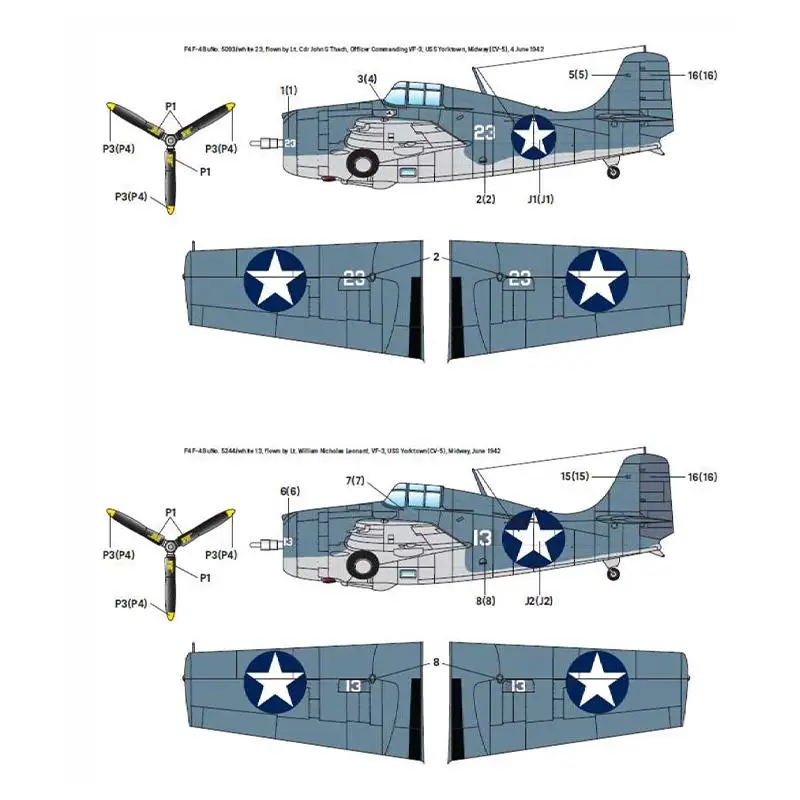 Academia Wild Cat Batalha de Midway Modelo Kit, F4F-4, Escala 1:48, AC12355