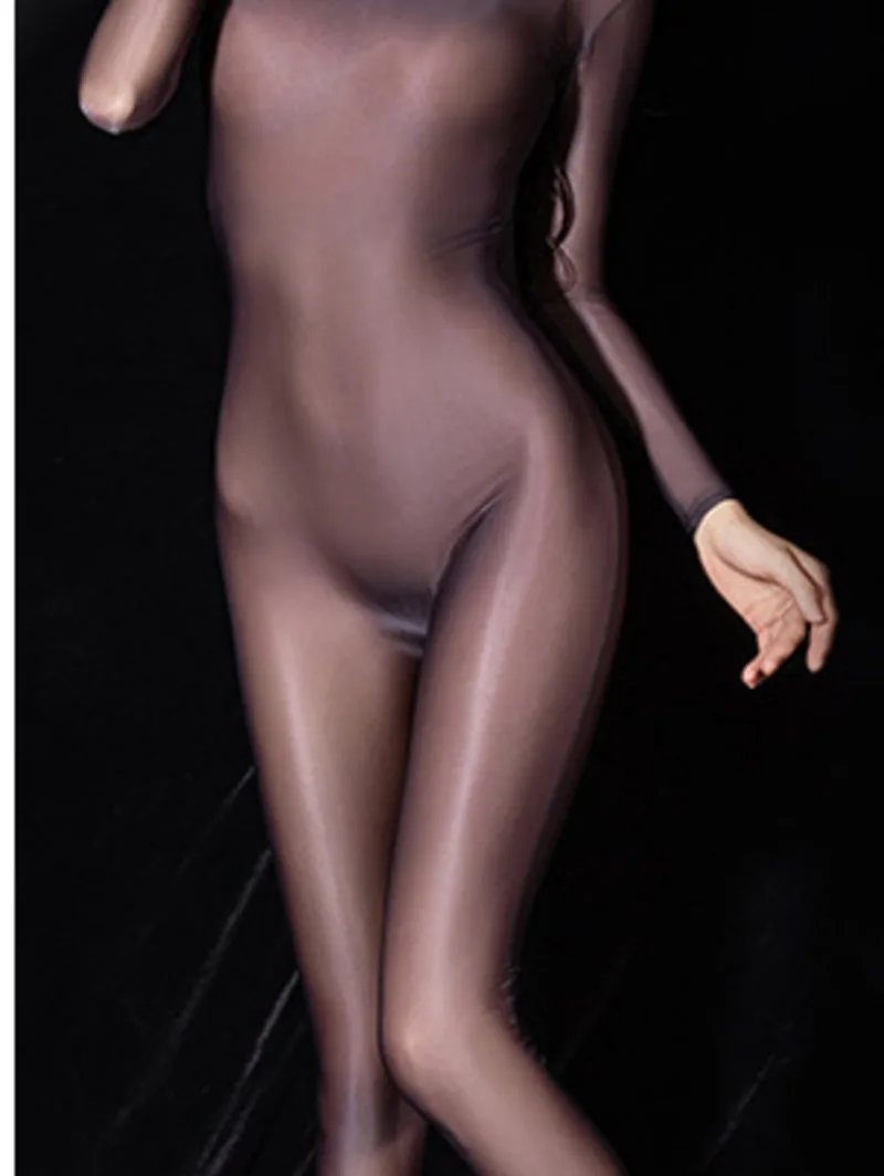 

Sexy Sheer High Elastic Tight Ultra Thin Pure Desire Open Back One Piece Long Sleeved Round Neck Slim Appear Thin 6API