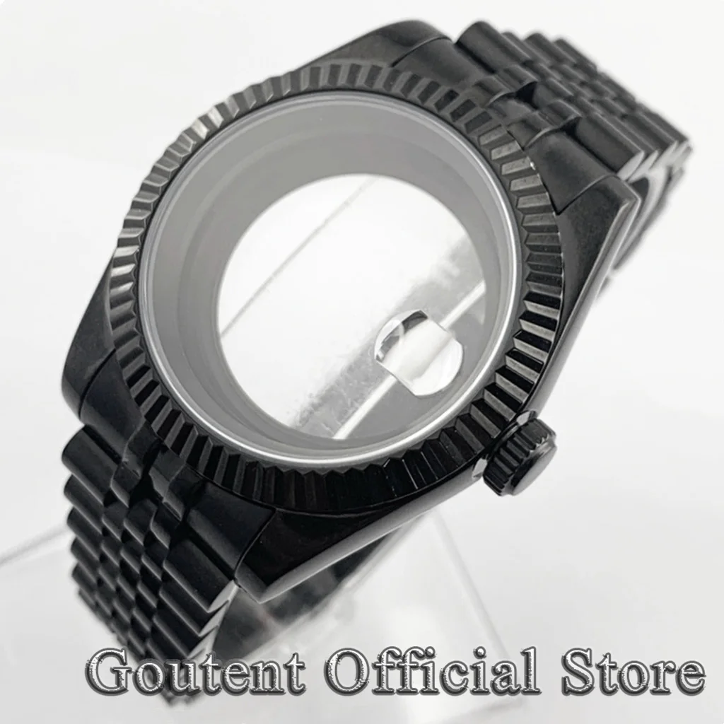 Goutent 36mm 39mm Sterile Black PVD Men\'s Case Strap Sapphire Fit PT5000 NH34 NH35 NH36 8215 ETA 2824 ST2130 Automatic Movement