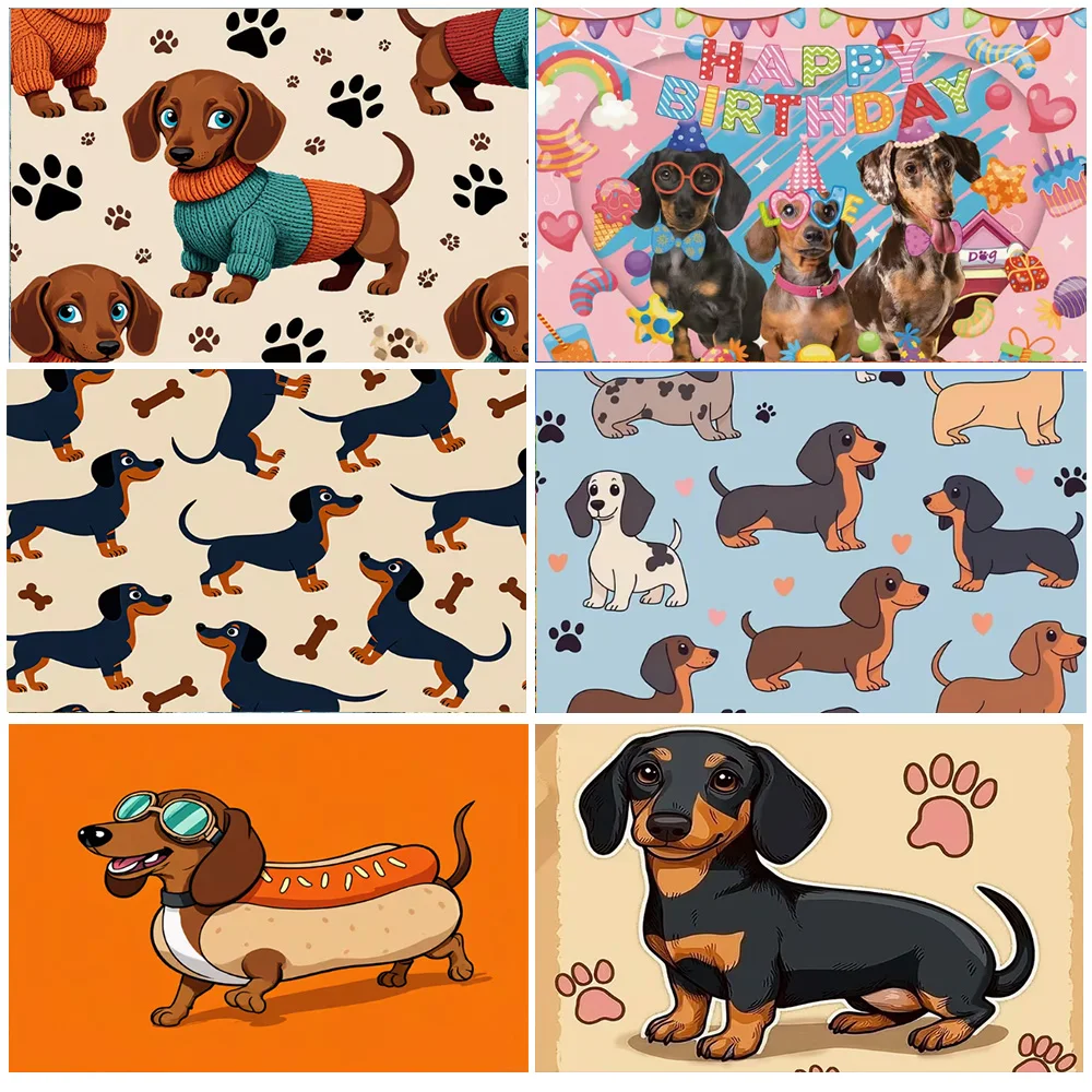 

Cute Dachshund Theme Birthday Party Decorations Background Sausage Dog Baby Shower Kids Gifts Photography Studio Supplies Banner