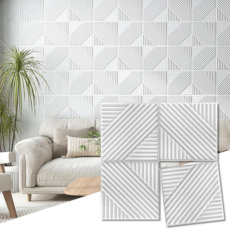 12Pcs 30x30cm Wood grain 3D Wall Panel Decorative Diamond Design Wallpaper 3D wall sticker 90s aesthetic room renovation