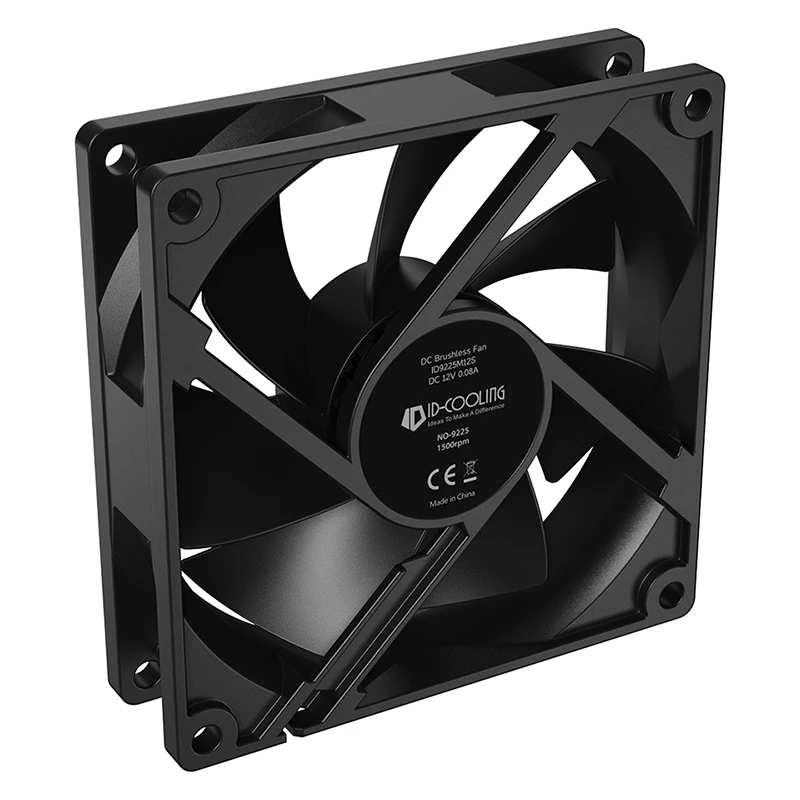 ID-COOLING NO-9225-SD / NO-8025-SD Black 25mm Thick Silent Fan, Very Quiet Motor, 12V 3PIN Fixed Speed Fan For Small Chassis
