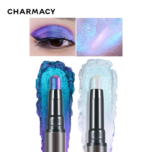 CHARMACY 2 en 1 barras de sombra de ojos multicromadas sombra de ojos con brillo altamente pigmentado lápiz de sombra de ojos resistente al agua maquillaje metálico 6 colores