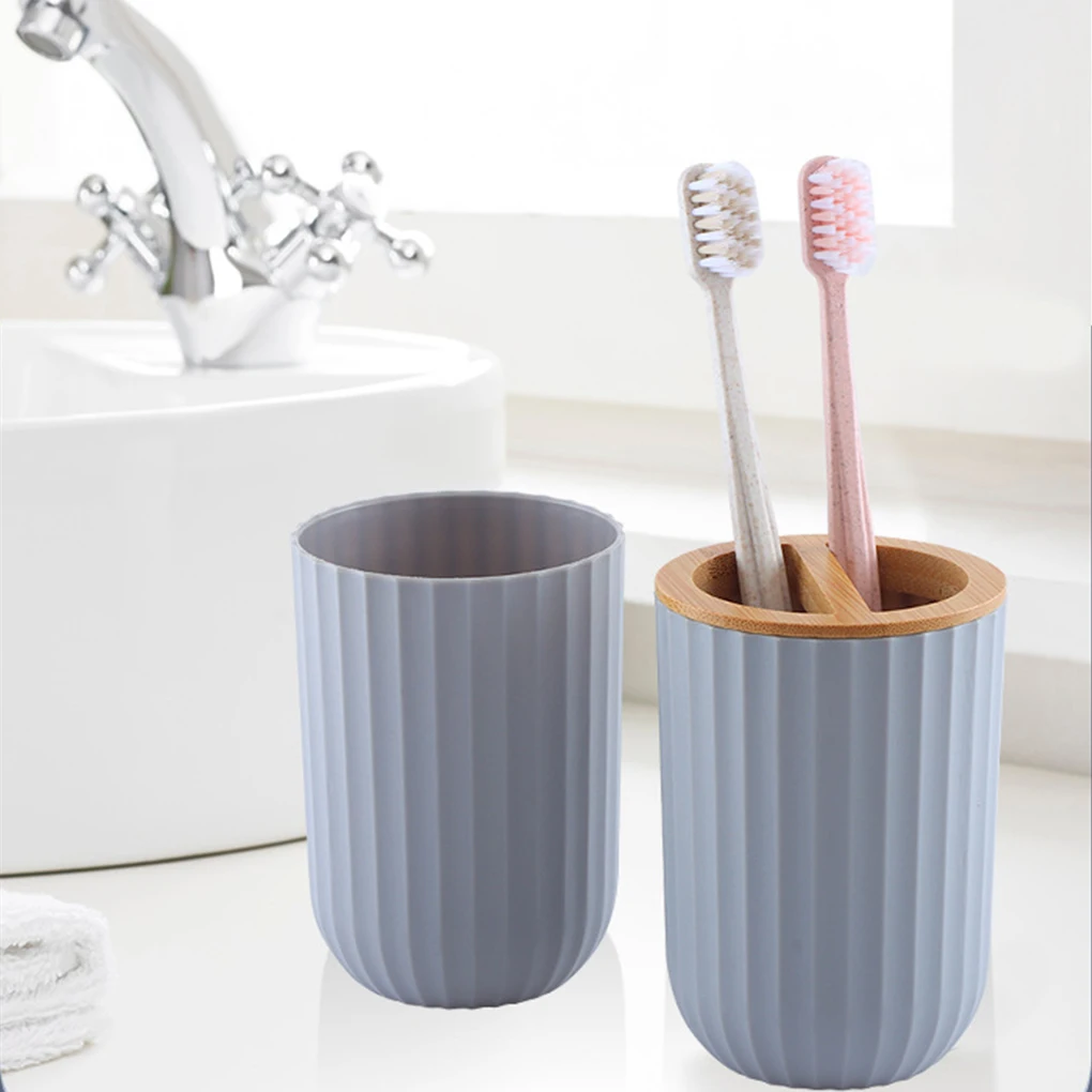 

ABS Storage Set Hand Soap Dispenser And Toothbrush Holder Bathroom Countertop Container Smooth Feel