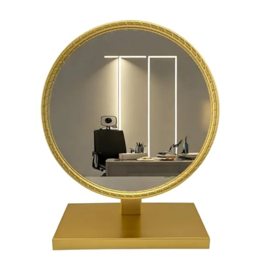 

Настольное золотое зеркало для макияжа 90 ° Регулируемое поворотное зеркало для макияжа с золотой металлической рамкой 11,75''×4,75''×15'' для спальни и ванной комнаты