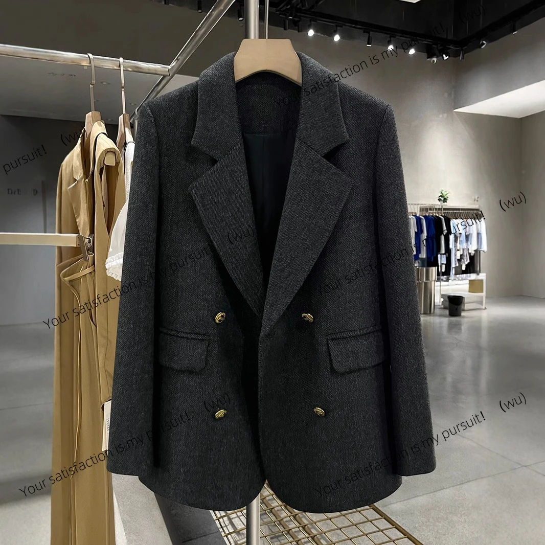 

Dark gray woolen blazer for women, new Korean high-end temperament suit in spring and autumn of 25 years