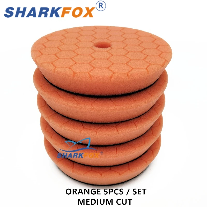 Sharkfox Polijsten Pads 3/5/6 Inch Duitsland Foam Buff Spons Pads Auto Buffing Pad Set voor DA/RO Polijstmachine Buffer Gereedschap