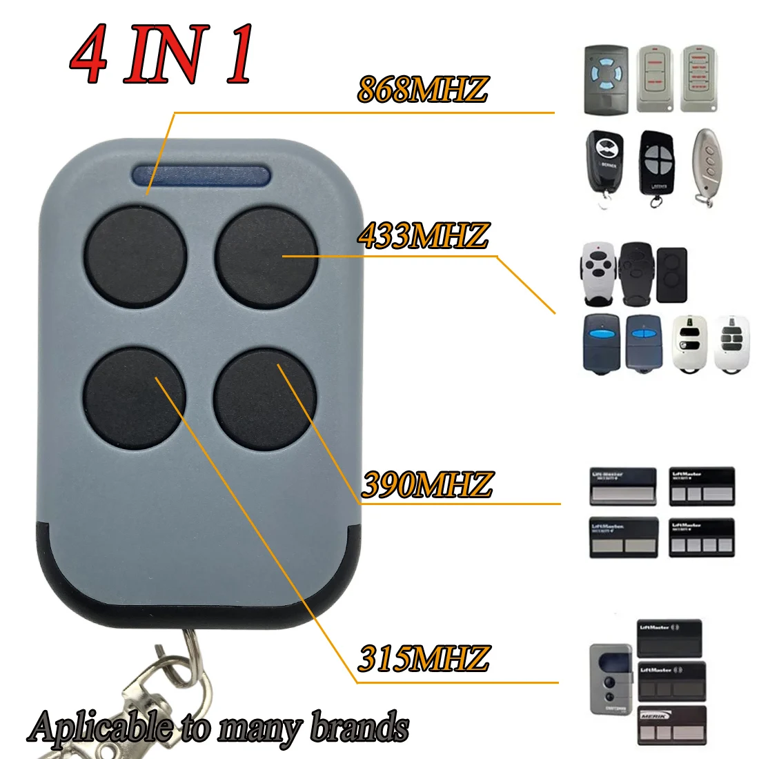 Copiadora remota de puerta de garaje multifrecuencia, controlador electrónico de puerta de 280MHz-868MHz, abridor, código rodante, control remoto de puerta de garaje