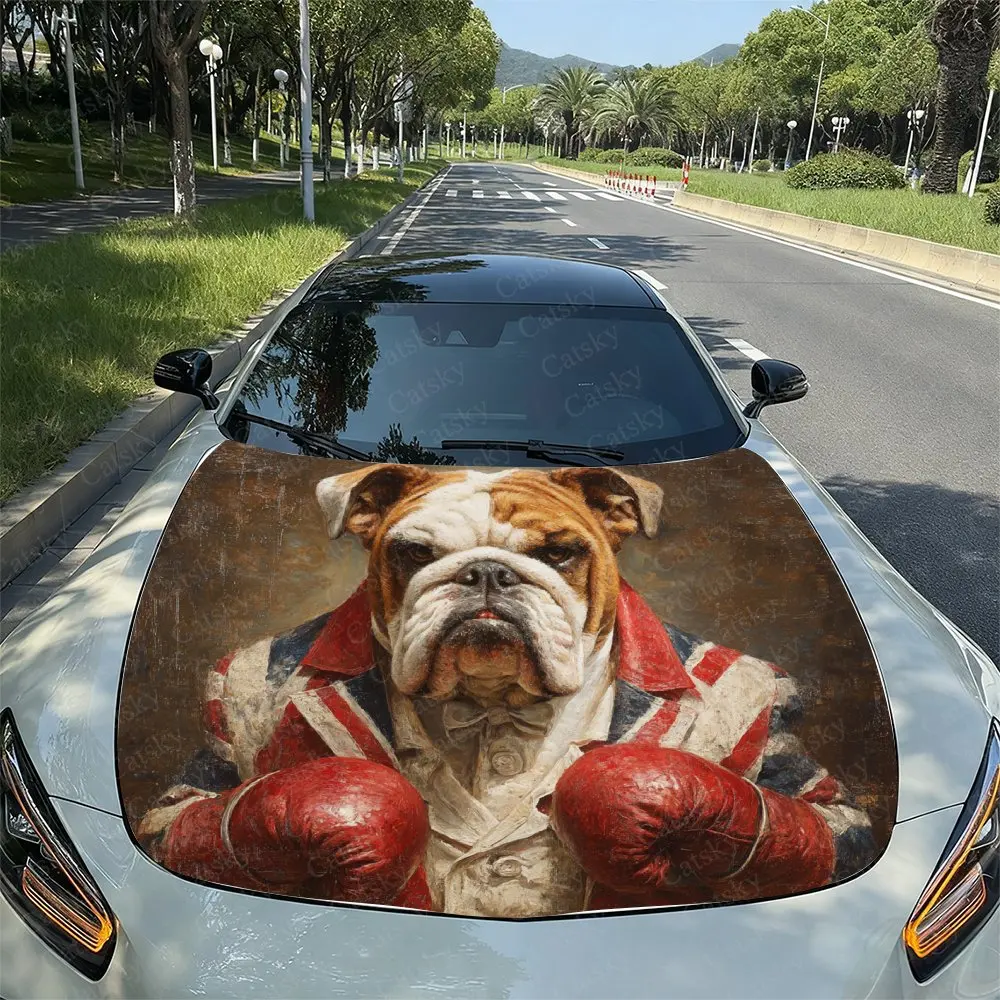 

Bulldog Boxer Car Vinyl Wrap - Splash-Resistant Engine Hood Decal Sticker, Easy Removal Durable Personalized Car Accessories For