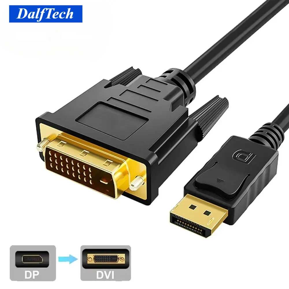 DisplayPort DP to DVI Adapter Connecto Cable Conversion Line 1.8M FHD 1920*1080P For Desktop Laptop PC TV Monitor Projector