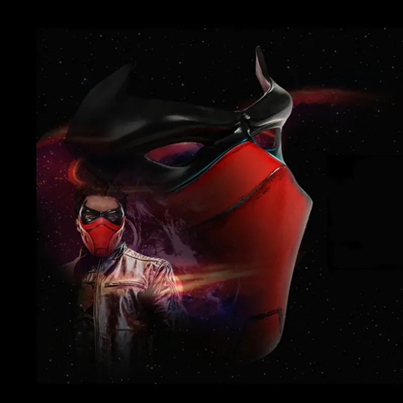 CyCafele Jason's Capacete Deluxe Máscara de Capuz Vermelho 2022 Impressionante Coleção de Arte Jason Todd Capacete de Resina Halloween Cosplay Adereços