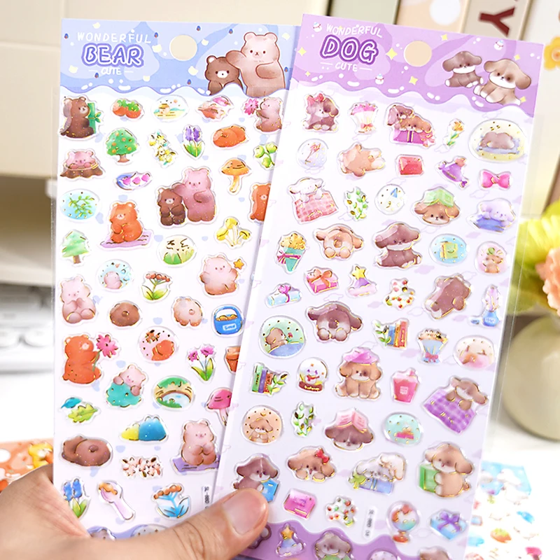 3 sztuki losowe gołębie lis królik z kotami zwierzętami naklejki kryształowe Scrapbooking Diy dziennika Kawaii kalendarz biurowy naklejki prezent