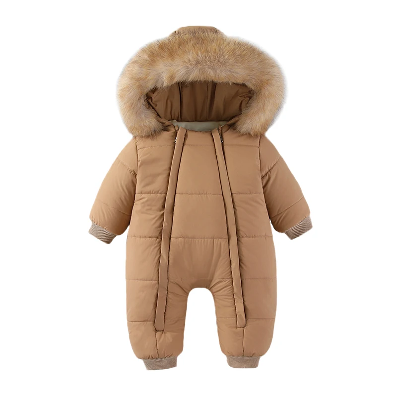 

Newborn Baby Bodysuit Autumn and Winter Thicken Baby Romper Overalls Warm Baby Jumpsuit Hooded Plus Velvet Baby Clothing 0-18M