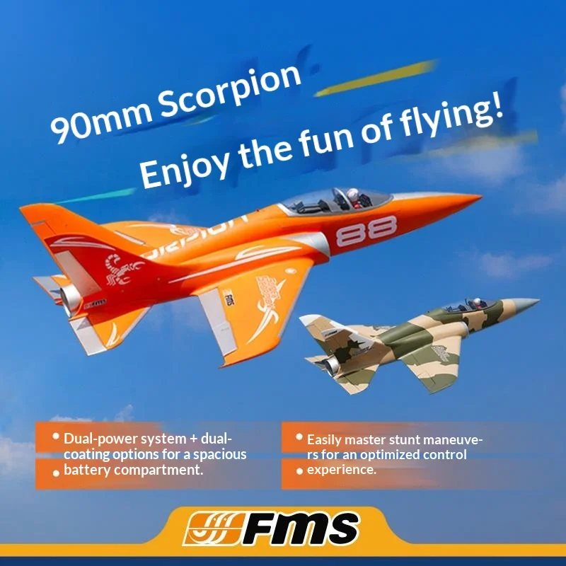 Fms 90Mm Scorpion V2 Rc Airplane Fixed Wing Electric High Speed Assembled Outdoor Hobby Aircraft