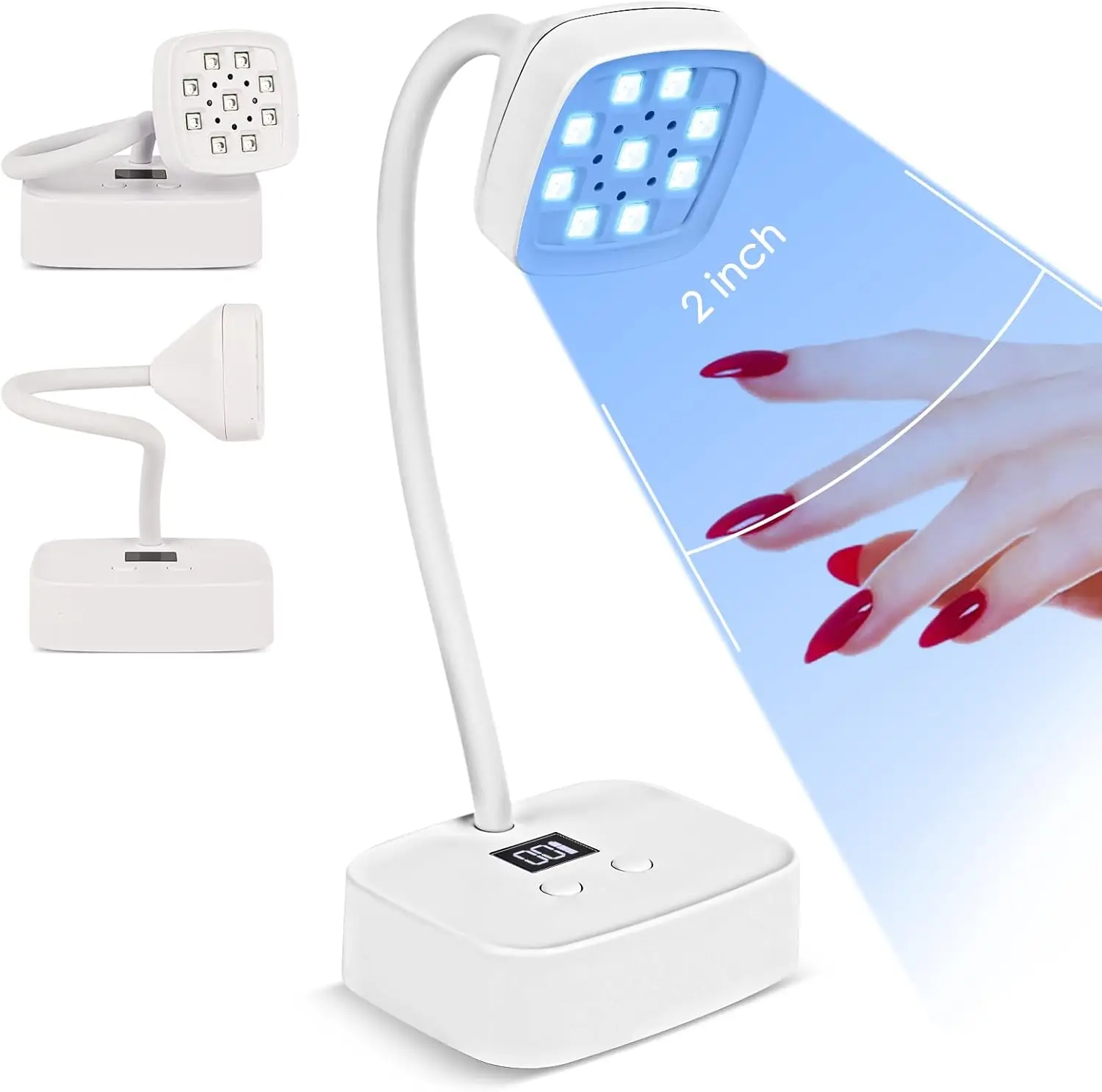

Wireless Nail Lamp LED UV Nail Dryer Rechargeable Auto Sensing Touch Control Fast Drying Nail Light 360° Bendable Table Lamp