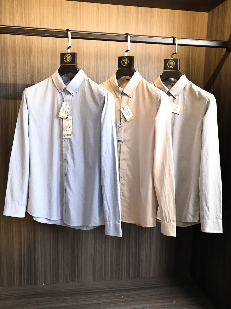 

Элитная мужская рубашка! Льняная смесовая ткань! Весенне-осенняя однотонная легкая дышащая модная одежда для бизнеса, приятная для кожи